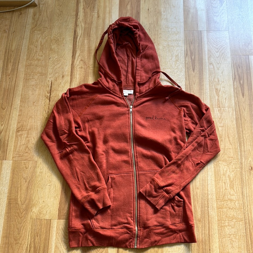 Spiritual Gangster Zippered Orange Sweatshirt Size L